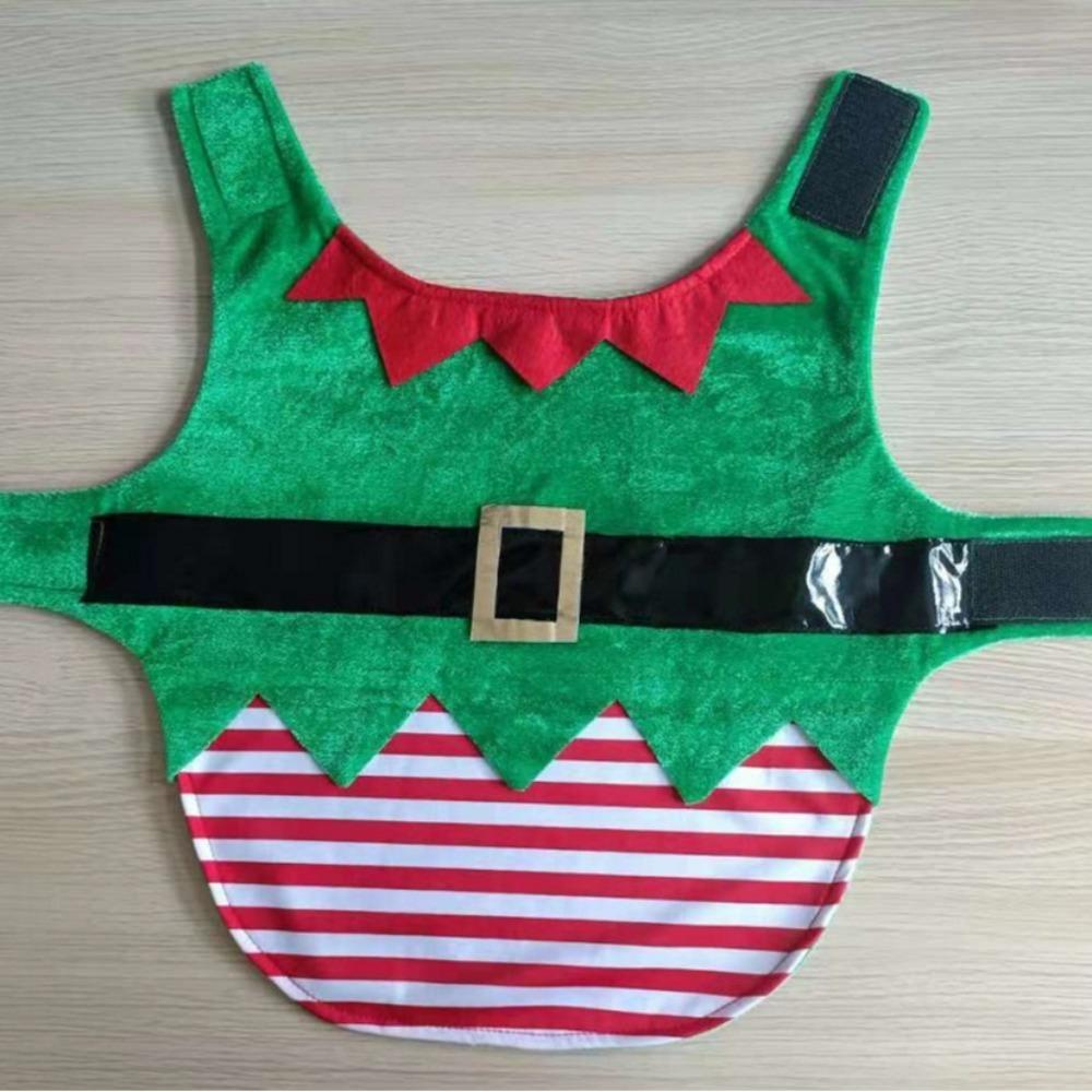 Green Elf Pet Cosplay Costumes Striped Winter Warm Christmas Dog Clothes Comfortable Lovely Puppy Vest Coat Chihuahua