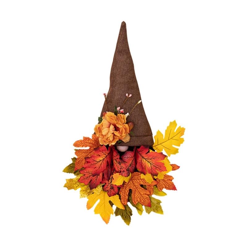 Vibrant Autumn Thanksgiving Harvest Festival Dark Maple Leaf Hat Door Décor 1
