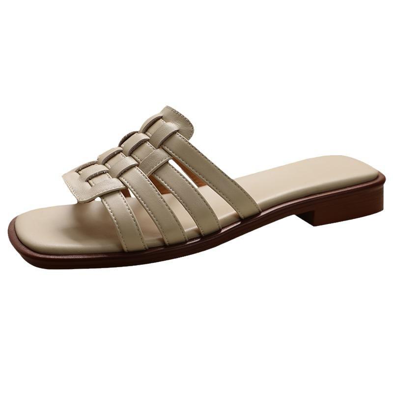 Flat bottom non-slip cool slippers women's fashion outer wear 2025 summer new retro casual versatile one-word drag