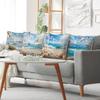 Window Beach View Pillow Covers, Coastal Seagull Sailboat Art Throw Pillow Cases, Nautical Ocean Home Decor Cushion Covers