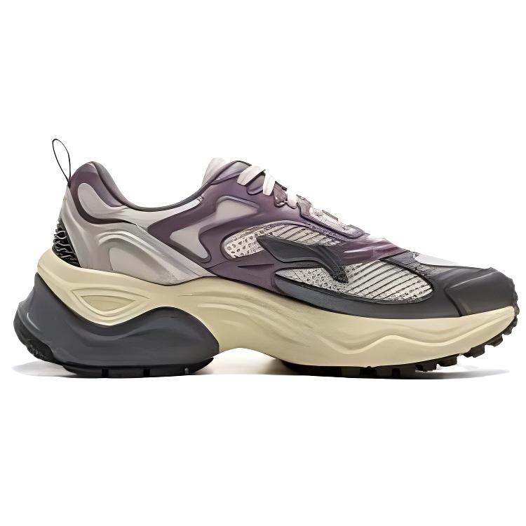 New LiNing Slip Resistant Abrasion Resistant Low Top Casual Shoes Women's Beige Purple AGCV112-2