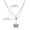 Fashionable Women's Necklace with Butterfly Pendant Stylish Double Layer Clavicle Chain Accessory for Fashionistas
