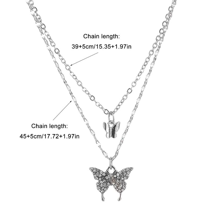 Fashionable Women's Necklace with Butterfly Pendant Stylish Double Layer Clavicle Chain Accessory for Fashionistas