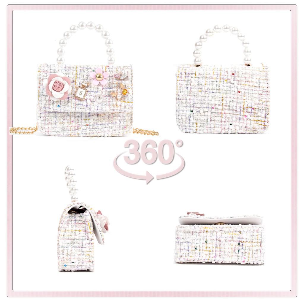 Shoulder Bag for Small Handbag with Pearl Kids Pochette Crossbody Elementary School 3 4 5 6 7 8 9 10 Years [Jessimi] Children, Cute, Pochette, Chain,