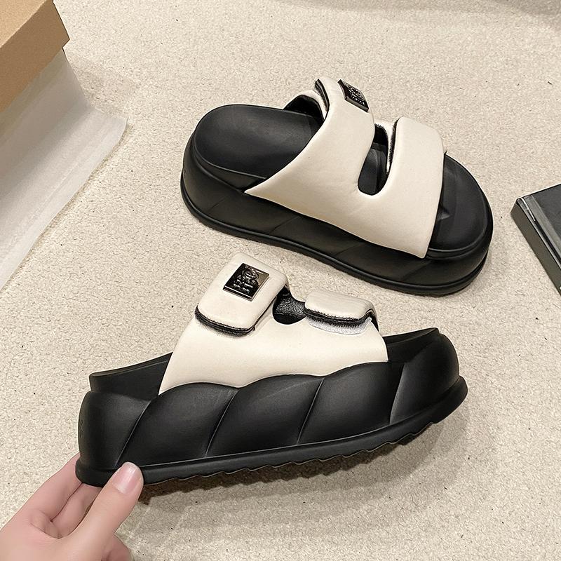Fashion 2024 Fashion High Platform Women's Summer Slippers 7.5CM Wedge Heels Slides Sweet Girl Chunky Sandals Open Toed Beach Flip-Flops