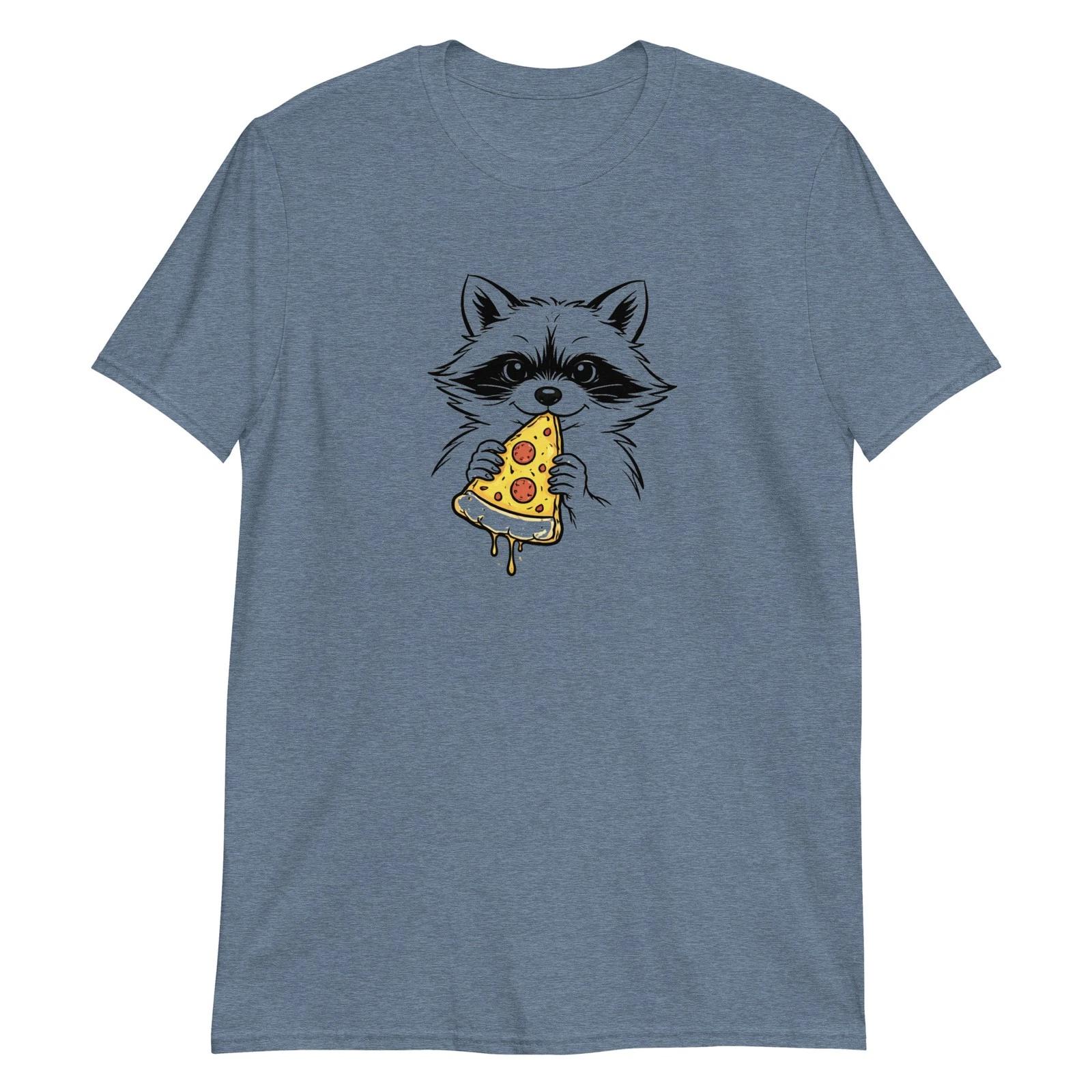 Funny Raccoon Pizza T-Shirt Trash Panda Graphic Tee Cool Animal Foodie Lover Gift L