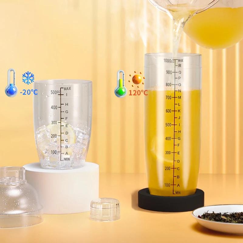 Plastic Cocktail Shaker Drink Mixer with Scale Thickened PC Material Milk Tea Shake Bottle 350/500/700/1000ML Bar Mixing Tool