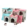Wooden Hamster Deluxe Double Deck Villa Natural Living Hideout Hut Toy Small Animal Chew Toy for Hamster Cage