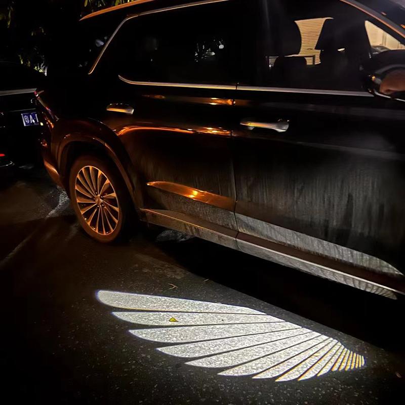 2 Peças Asas de Anjo Luz de Boas-vindas Chip Para LED Sem Fio Porta de Carro Boas-vindas Projetor a Laser Logotipo Clipe