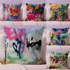 Colorful Graffiti Fashion Cushion Cover Natural Linen Pillow Case DoubleSided Print Decorative Sofa Pillowcase Home Decor Gift