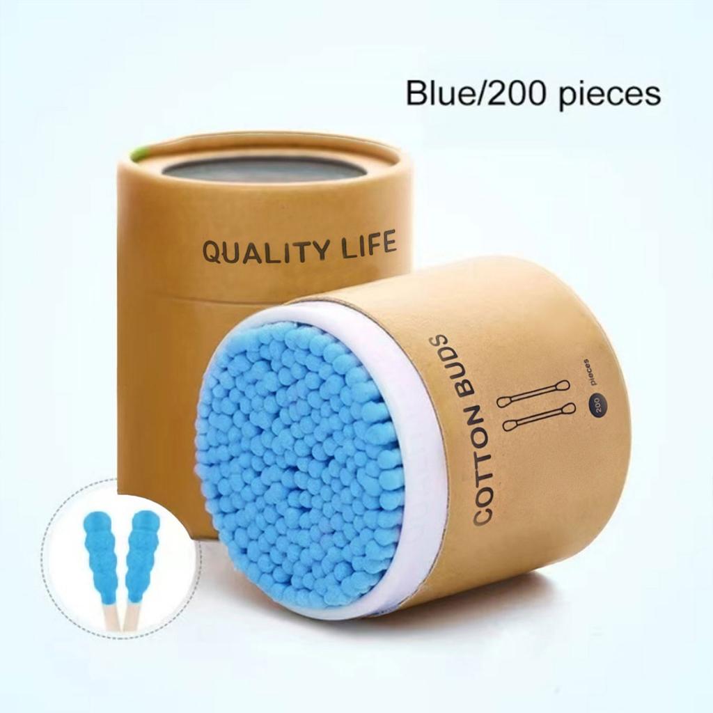 200PCS double head cotton swabs Large capacity bamboo cotton swabs double head spiral disposable baby cleaning and care tools