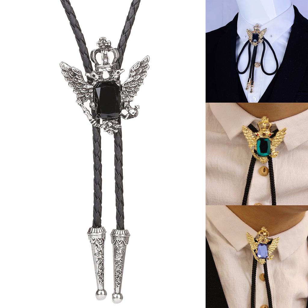 Bolo Tie for Men Carnival Western Necktie Eagle&Gemstones Buckle Bolo Tie for Shirt Sweater Decorative Necktie for Men