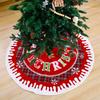 Festive Christmas Tree Skirt With Snow Edge Red English Letters For Holiday Decor