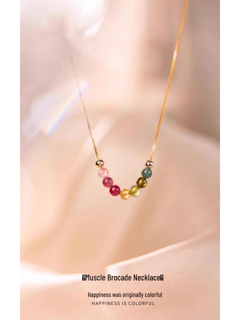 Turmalinstein Schlüsselbeinkette - Leichter Luxus, Nicht verblassend, Einfache High-End Dopamin Choker für Frauen