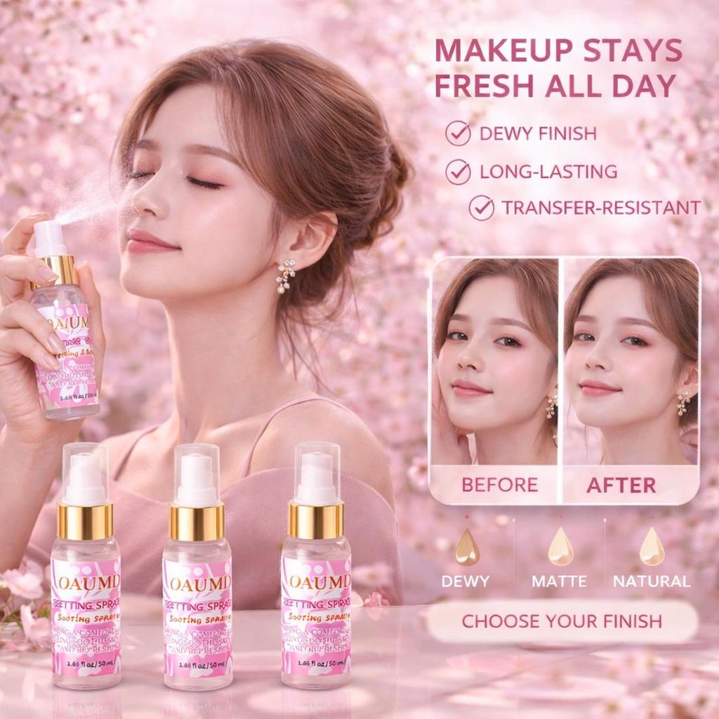 Long-Lasting Hydrating Makeup Setting Spray for Women - No Smudge, Portable