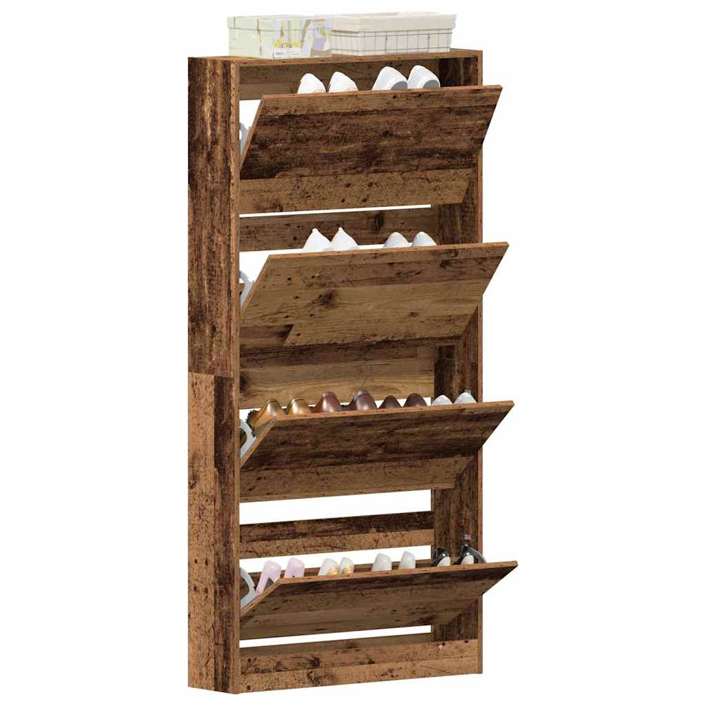 Shoe Cabinet with Shelf Rustic Wood Style 80 x 21 x 163.5 cm Engineered Wood