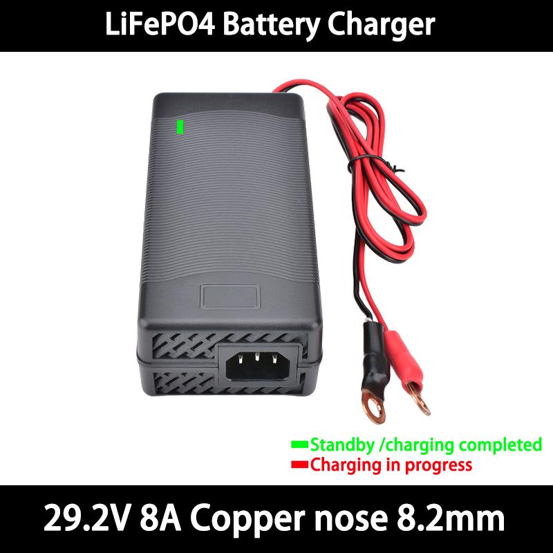 29.2V 8A 10A LiFePO4 Battery Charger For 8S 25.6V 24V LiFePO4 Battery Pack Fast Charger Equipped with XT60 XT90 plug
