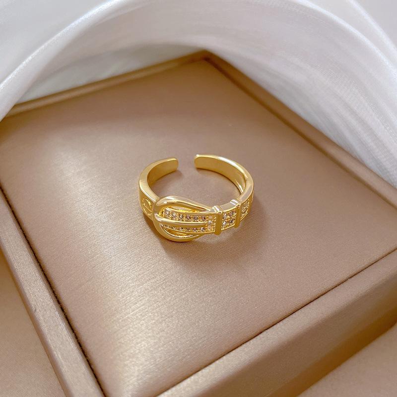 

Real Gold Bond Super Flash Zircon Ring Opening Adjustable Simple Jewelry Japanese Ring Couple Ring opening adjustable