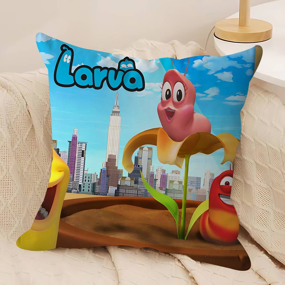 CUTE Cartoon L-Larva Pillow Case Removable Washable Cushion Cover – All-Season Soft Linen