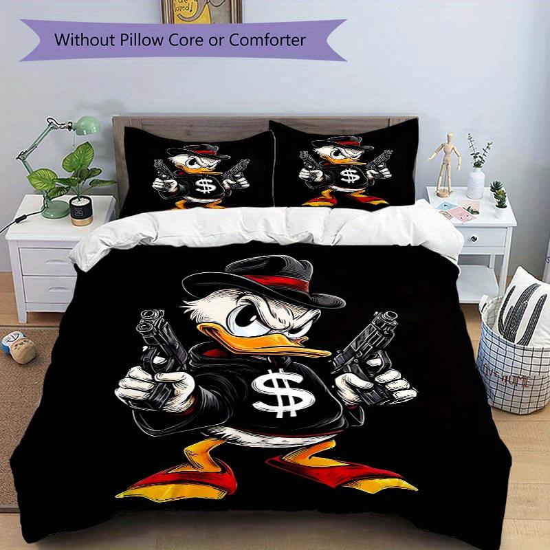 3pcs set Donald Duck1pc of quilt cover+2pcs of pillowcase, no core, print bedding, All Seasons Bedroom Setting030