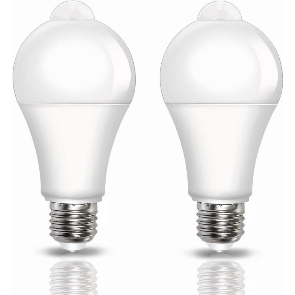 Motion Sensor LED Bulbs E27 PIR Lamp 7W Cool White 6500K LED Light Bulb Auto On/Off for Front Door, Garage, Stairs, Hallway
