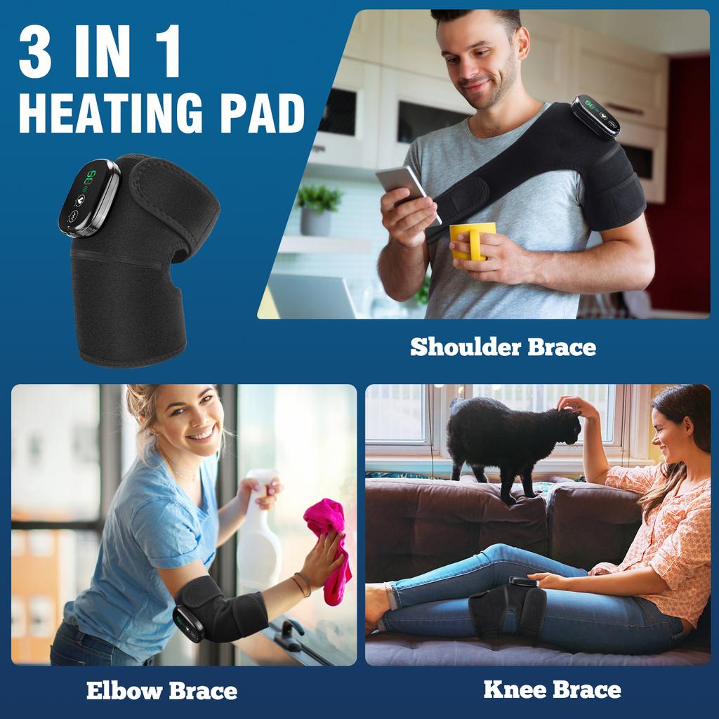 Electric Heating Knee Pad with Vibration Massage for Leg Joint Elbow Support Shoulder Warming Auto Temperature Control Massager