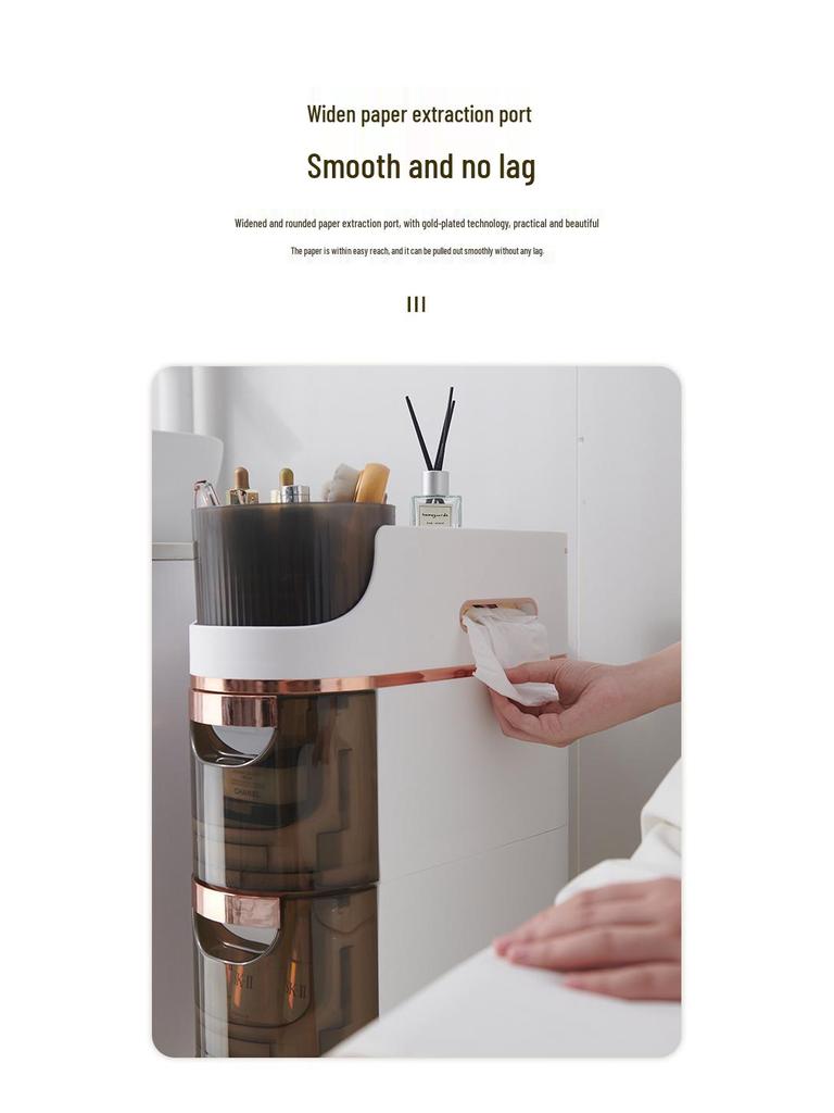 Bathroom Gap Drawer Storage Cabinet: Multi-layer Plastic, No Installation Needed.