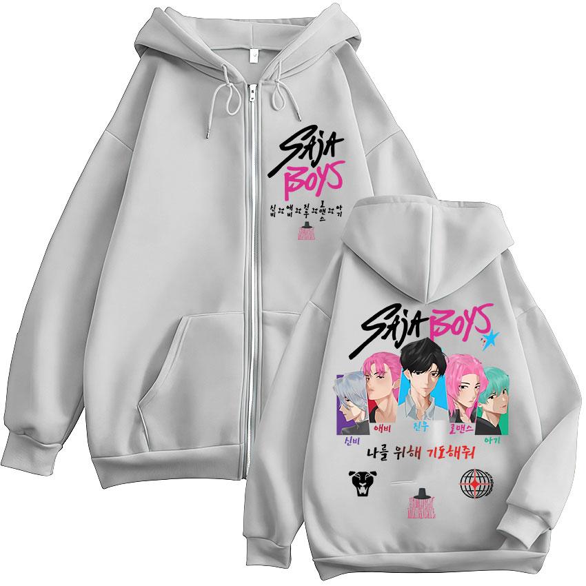 K-pop Saja Boys Demonjegere Film Zip Up Hettegenser Herre Dame Casual Oversized Jakke Sweatshirts Hip Hop Fans Gave Glidelås Hettegensere