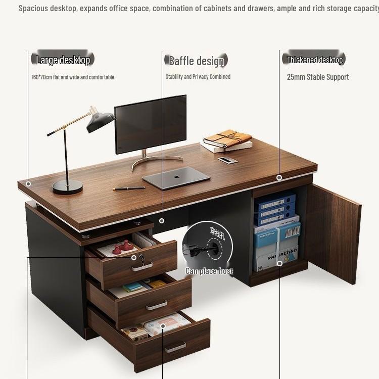 Modern Office Desk & Chair Set: Boss/Employee Workstation for Home, Bedroom, or Study.