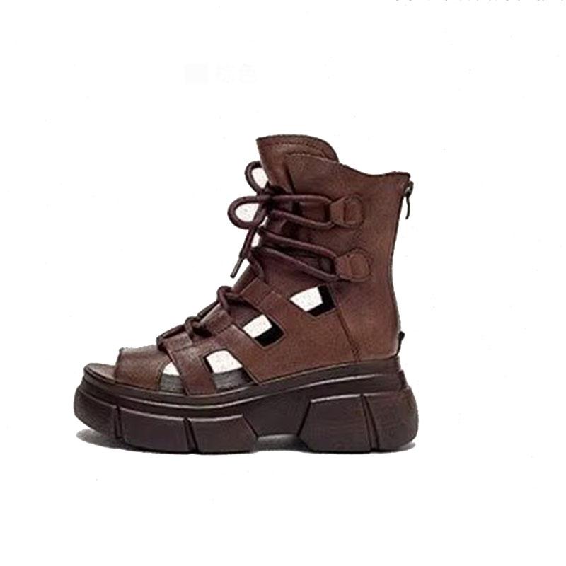 Fashion Women's Sandals Platform New Summer Shoes Hollowed-out Breathable Roman Sandales Femmes High-heeled Wedge Gladiator Sandalias