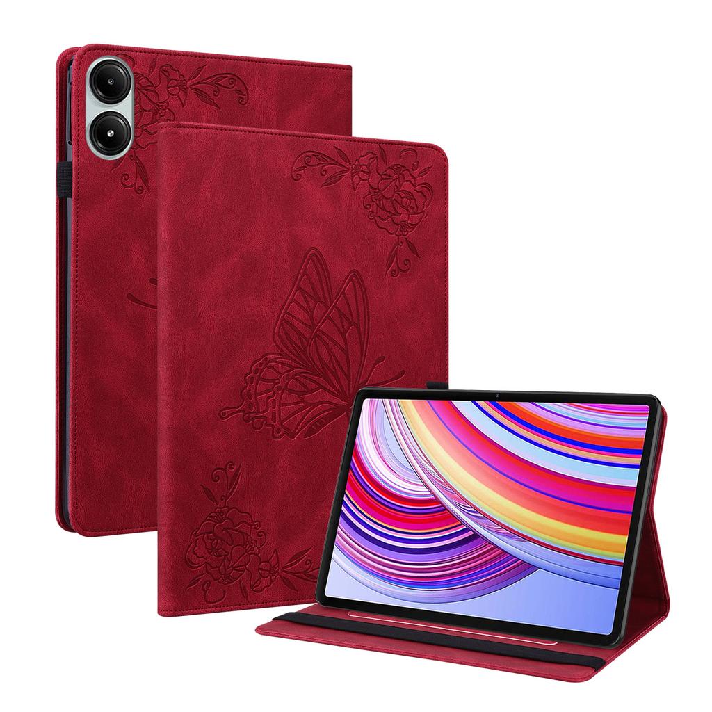For Xiaomi Redmi Pad Pro/Redmi Pad Pro 5G/Poco Pad Protective Cover PU Leather Butterfly Flower Stand Tablet Case