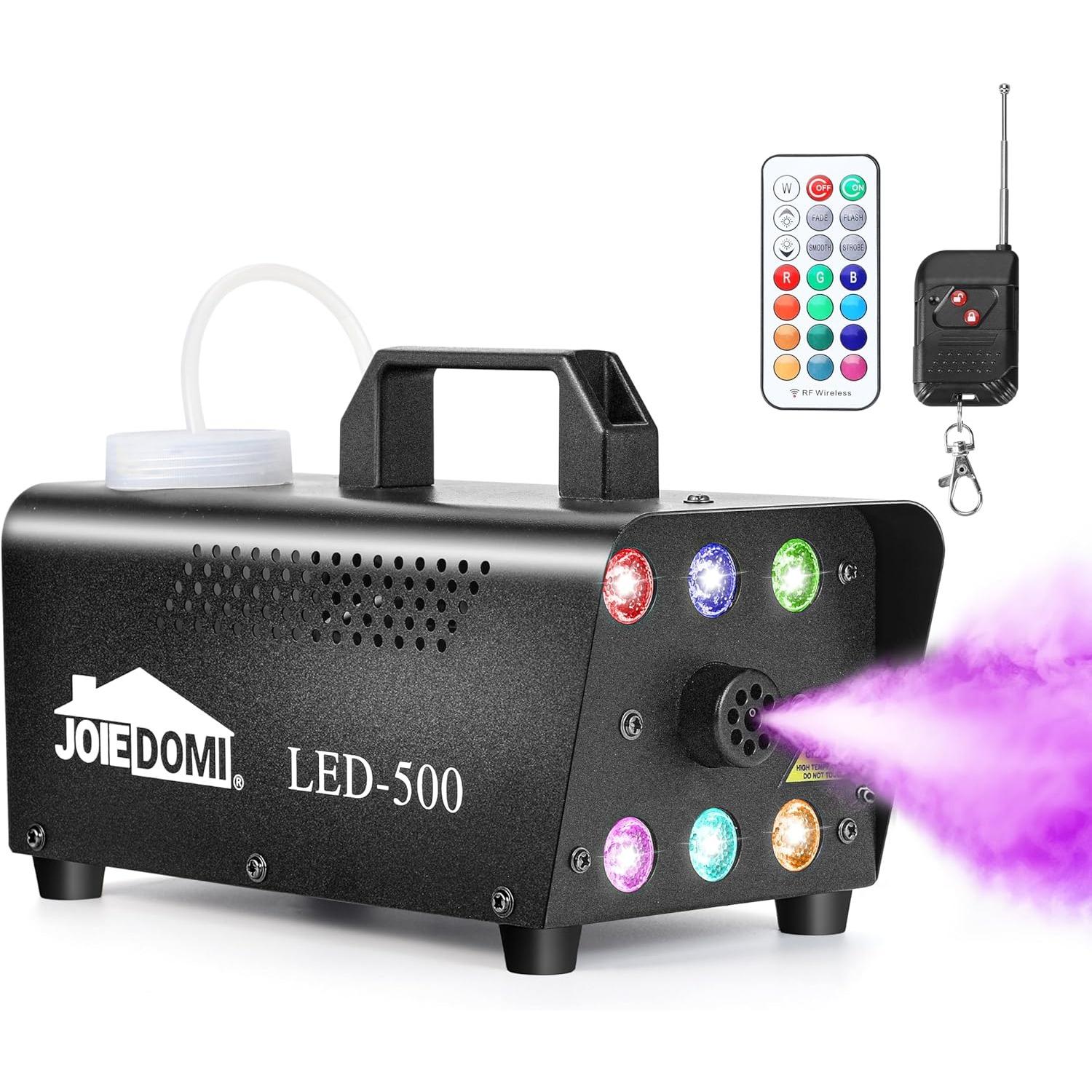

JOYFY Halloween Fog Machine with 13 Colors 500W Smoke Machine with 4 light modes & Wireless Remote Control for Parti Decoration