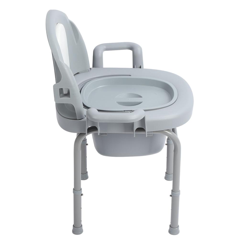 Bedside Commode Toilet Chair 3 Height Adjust Portable Toilet Chair with Backrest for Elderly Pregnan