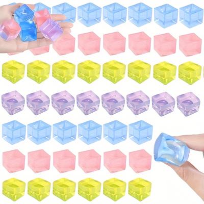 15Pcs Mini Ice Cube Squishy Toys Release Stress Transparent Small Ice Block Pinch Children Squeezing Stress Relieving Toy Gifts
