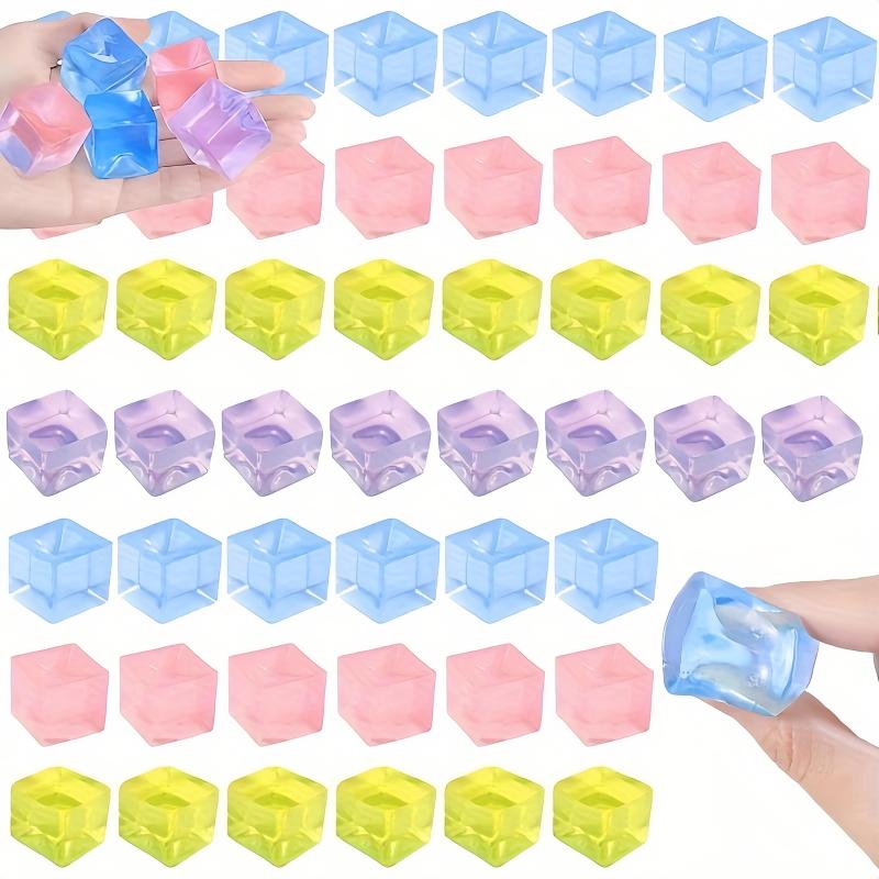15Pcs Mini Ice Cube Squishy Toys Release Stress Transparent Small Ice Block Pinch Children Squeezing Stress Relieving Toy Gifts