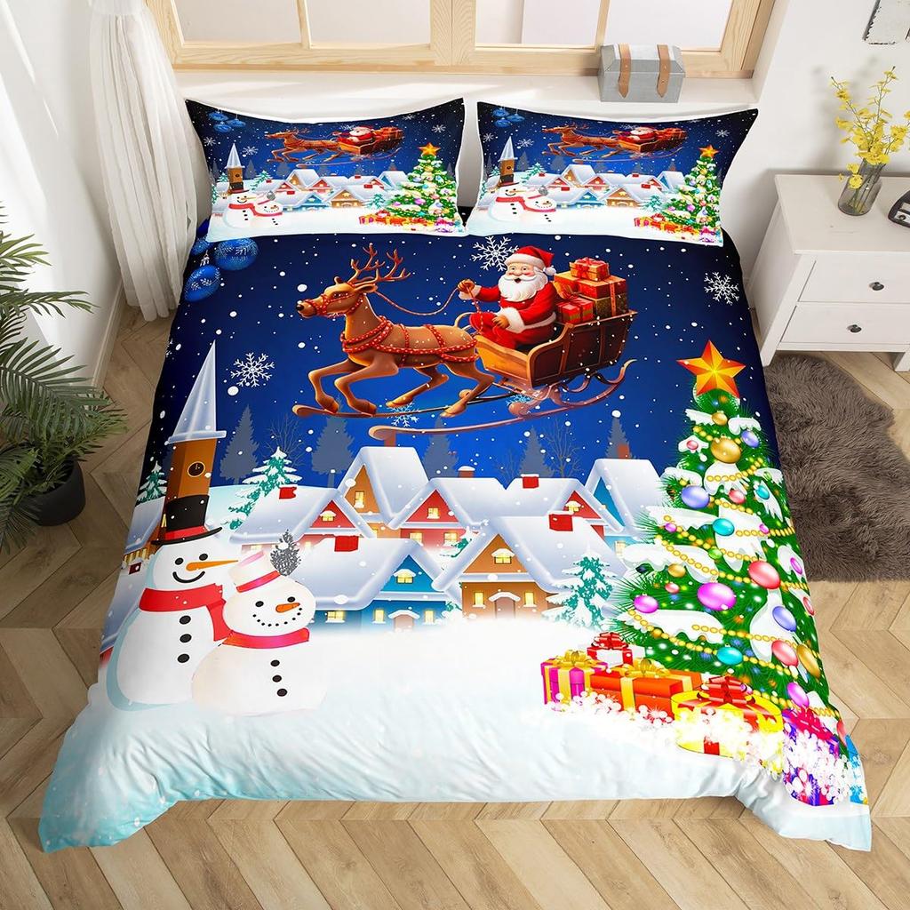 Christmas Tree Duvet Cover Set For Kids Queen Lightweight Down Quilt Covers Room Decor 2 Pillowcases 1 Duvet Cover No Comforter