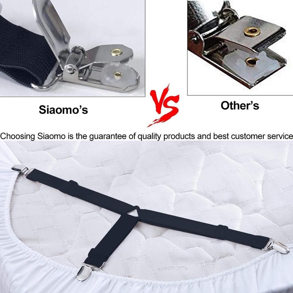 Bed Sheet Holders Straps Fasteners - 4 Pcs 3 Ways Sheet Fasteners Fitted Sheet Corner Grippers Holder Elastic Adjustable Sheet Clip Hooks Suspenders