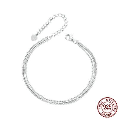 Nieuwe Eenvoudige en Gepersonaliseerde Drielagige Armband voor Mannen en Vrouwen Europese en Amerikaanse Mode Sieraden S925 Zilver Platina-vergulde Armband