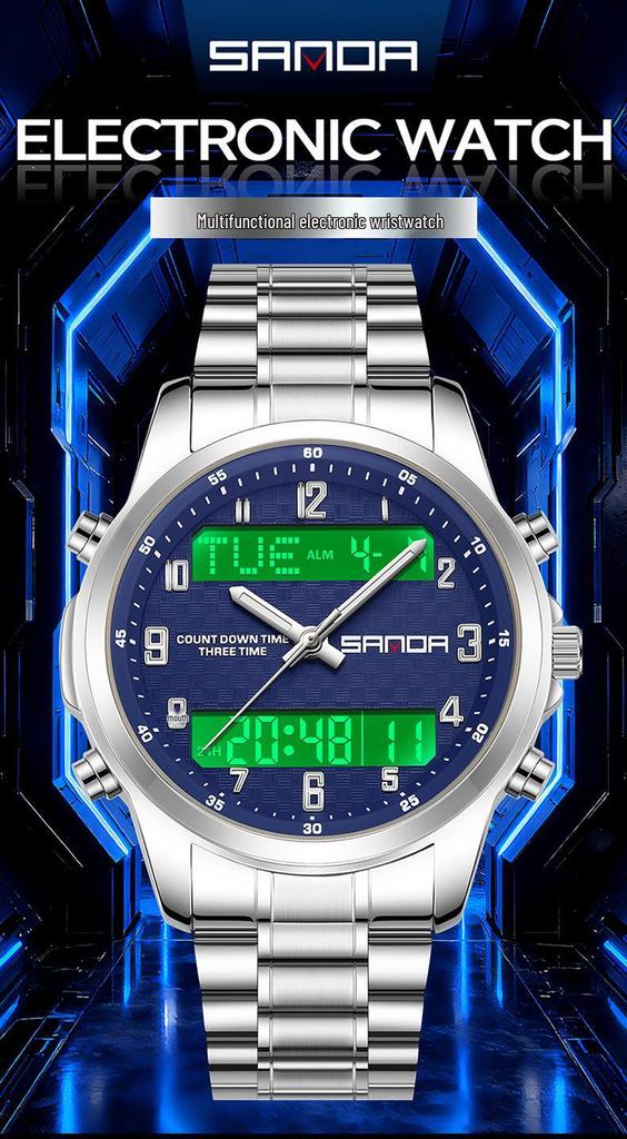SANDA Multifunctional Luminous Student Watch - Classic, Fashionable, Waterproof with Timer & Alarm.