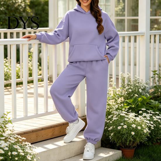 Gym Workout Clothing Women's Two Piece Tracksuit Set, Long Sleeve Hoodie & High Waisted Soft Set Joggers Sweatpants, Casual Sportswear Matching Outfit