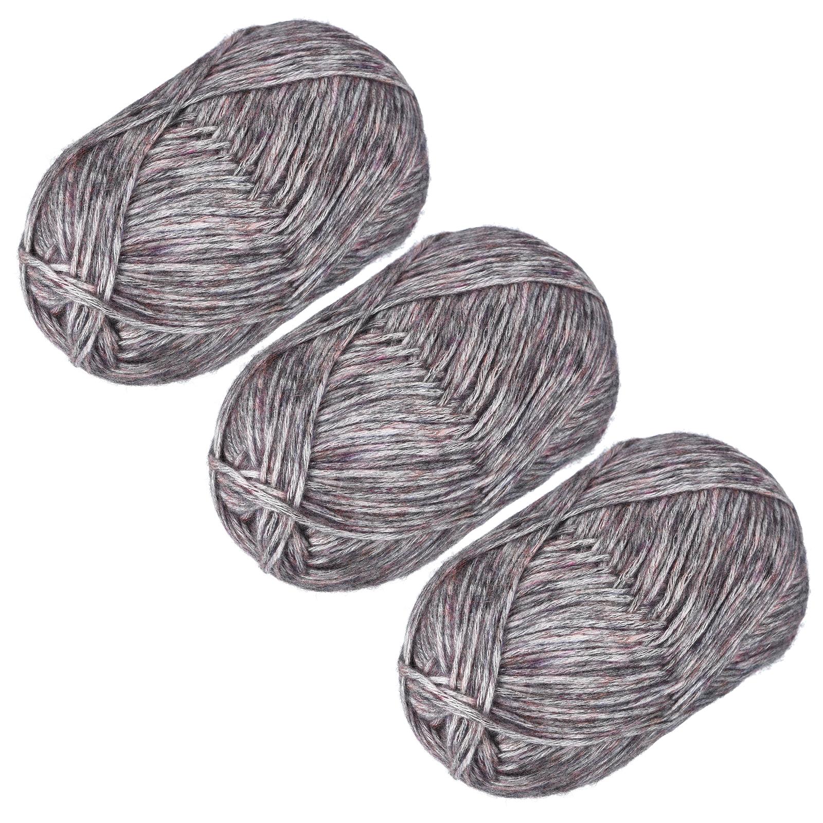 

Cotton Sparkle Yarn 3 Skeins Soft Crochet Yarns Acrylic yarn for Beginner Knitting Crafting 300g/ 10.6oz темно-сірий