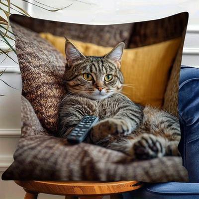 Cute Animals Print Pillowcase: 2D Flat Printing, Non-real Embroidery, Night Sofa Night Sofa Cushion