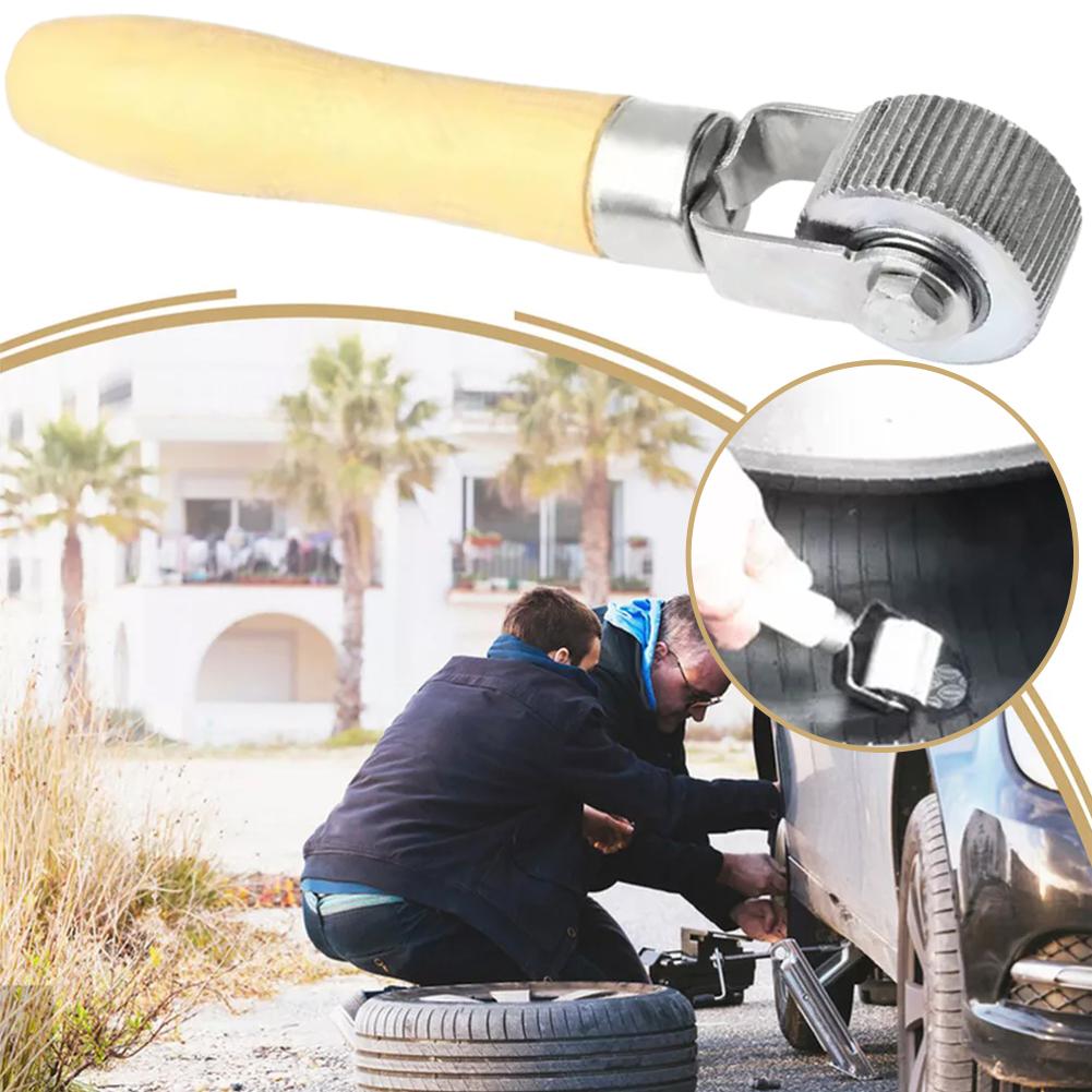 Car Tire Repair Kit Roller Auto Patch Roller Motorcycle Wheel Repair with Wooden Handle Tire Repairing Tool for Cars Access R7W9