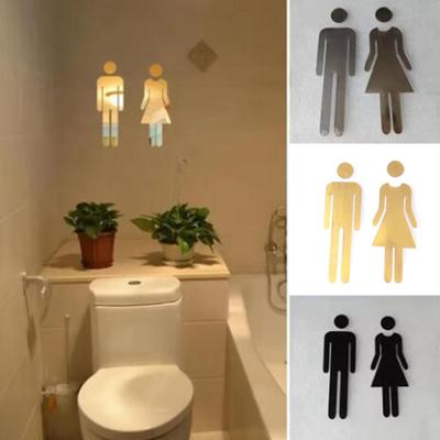 Schwarz Gold Silber Farbe Toilettenschild Acryl Waschraum Tür Wand Etikett Aufkleber WC Halter Beschilderungstafel Heim Badezimmer Dekor Männlich Weiblich Toilettenbeschilderung