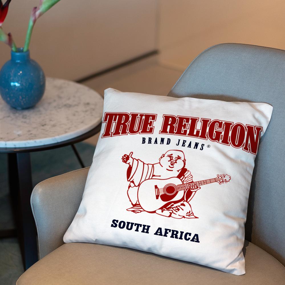 jeans T-True ReligionS logo Cushion Cover 2-in-1 Reversible Plush Pillow Cover | Car/Sofa/Bed | Perfect Gift