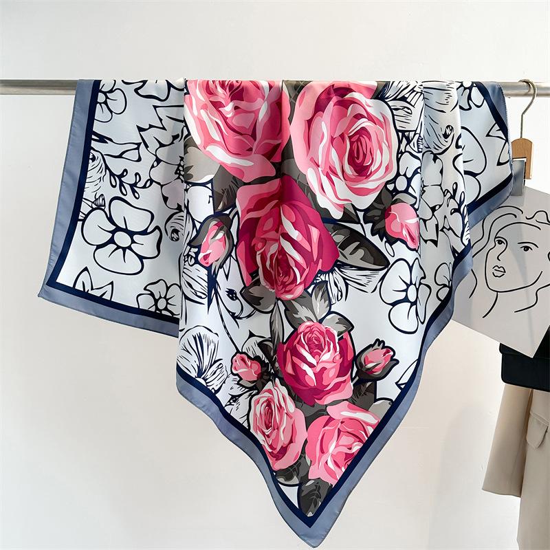 90Cm Design Luxury Twill Silk Women Scarf Sunscreen Foulard Shawl Hijab Female Hair Hijabs Wraps Neckerchief Bandanda Echarpe