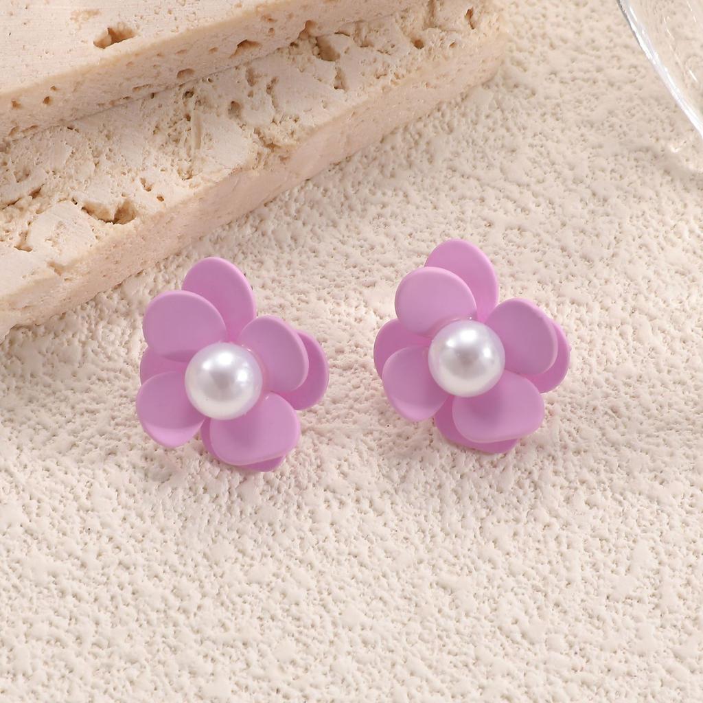 European and American Metal Flower Earrings Fashion Personality Simple Temperament Flower Stud Earrings Ethnic Style Versatile Earrings