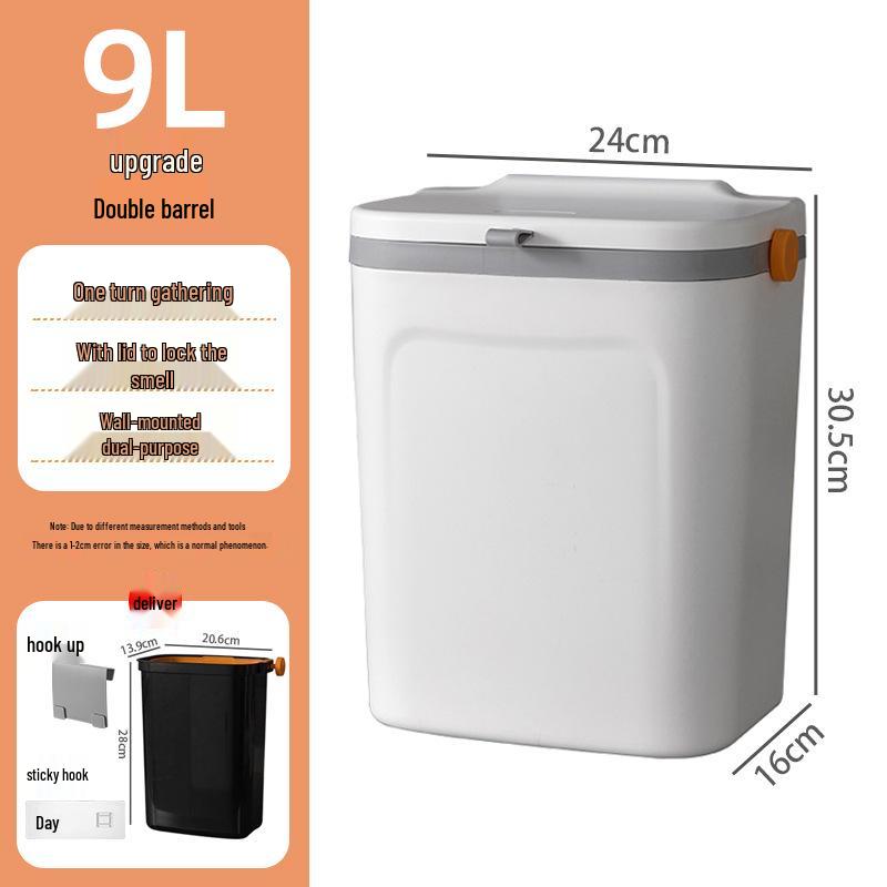 Ścienny Kosz na Śmieci do Łazienki z Pokrywką, Duża Pojemność do Przechowywania Odpadów z Kuchni i Papieru Toaletowego