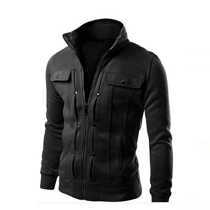 

Мужская толстовка с несколькими пуговицами, декоративные толстовки, мужские толстовки с воротником-стойкой на молнии, белая, серая, черная одежда