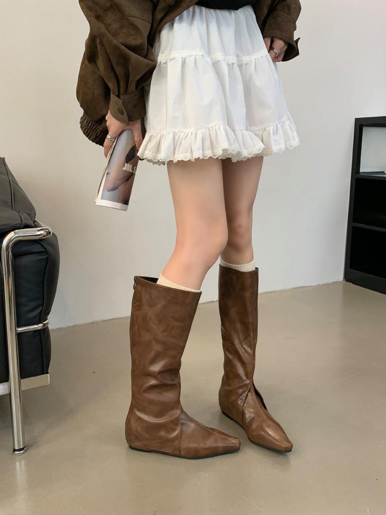 2025 Spring, Autumn and Winter New Pointed Inner Height Increase Western Cowboy Boots Versatile Retro Thin Short Boots Women